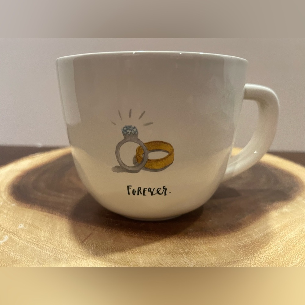Rae Dunn Forever Wedding Ring Bands Ceramic Coffee Mug, NWT
